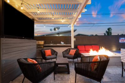 Fire, Grill, Large Screen TV